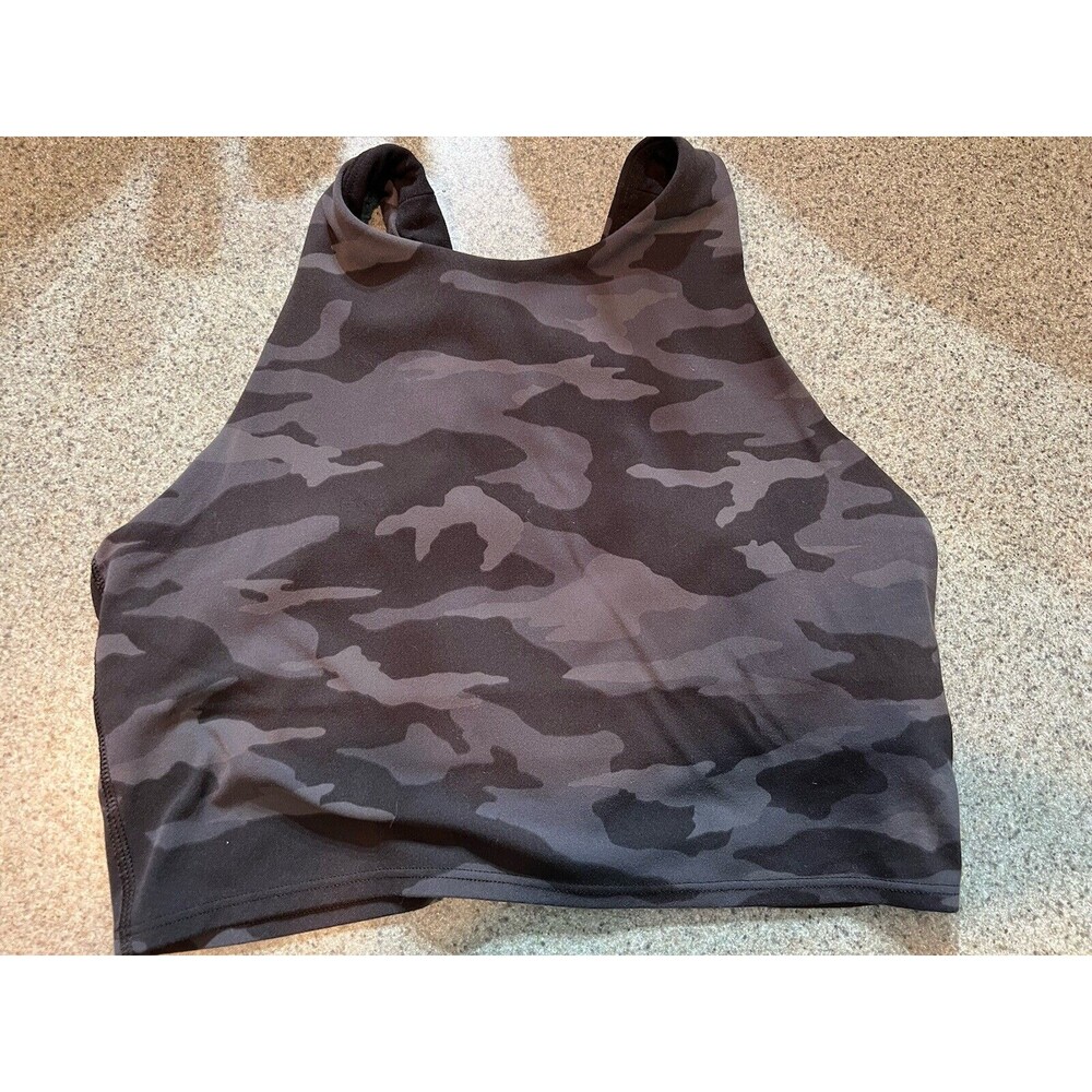 Athleta Sports Bra Camouflage Women’s  Medium Gray Black Racer Back